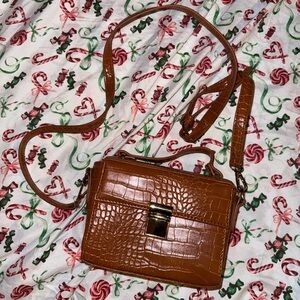 Fashion Nova Tan Crocodile Crossbody Bag